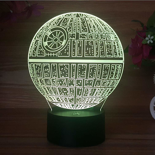 7 Fargeskiftende nattlampe 3D Atmosfære Bulbing Lys 3D Visuell Illusions LED Lampe for Barn Leke Julergave Bursdagsgaver (Star Wars)