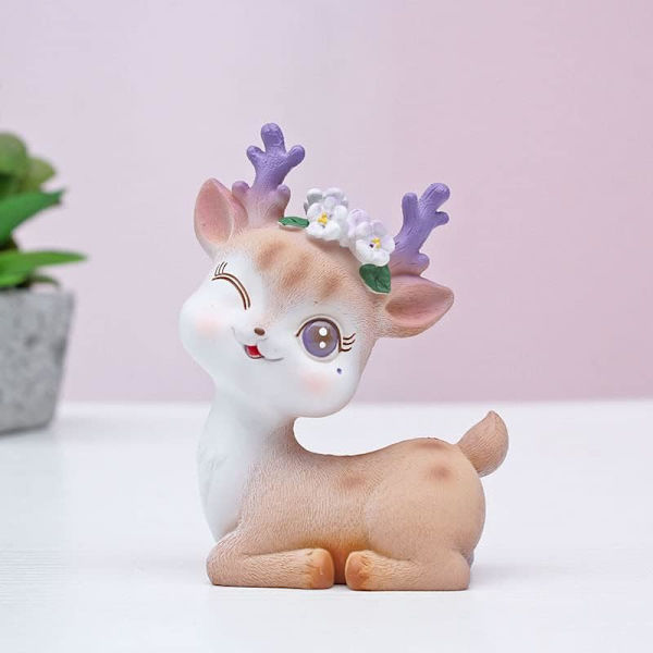 Sødt Hjortefigurer Håndværk Hjorte Kage Toppers Mini Hjortefigurer Legetøj Fawn Bil Rum Desktop Dukke Dekoration Heldig Hjorte Kage Dekoration Fest