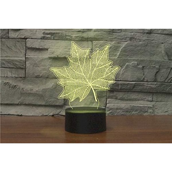 3D Lönnlöv Fjärrkontroll 16 Färger Nattlampor Illusion Akryl LED Bord Sänglampa Barn Sovrum Skrivbords Dekoration Födelsedagspresenter Leksak