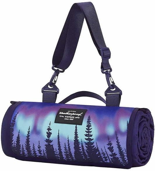 Bærbart Picnic Tæppe (152cm x 183cm) - Foldbart & Sandtæt Strand- & Campingtæppe - Med Bærerem (Stjerner)