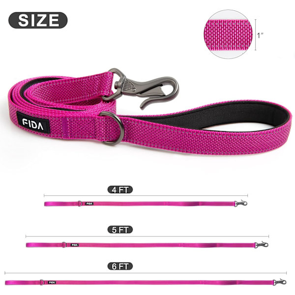 4 FT Heavy Duty Hundekobbel med 2 komfortable polstrede håndtak, trafikkhåndtak og avansert enkel snappkrok, reflekterende gåledning for store, mellomstore og S Rose4FT 4 Feet (Pack of 1)