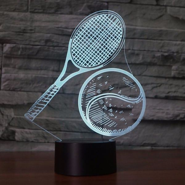 3D Tennis Nattlys Fjernkontroll Berøringsstyrt Bordlampe Optisk Illusjon Lamper 7/16 Fargeskiftende Lys Hjemmedekorasjon Julegave Bursdagsgave