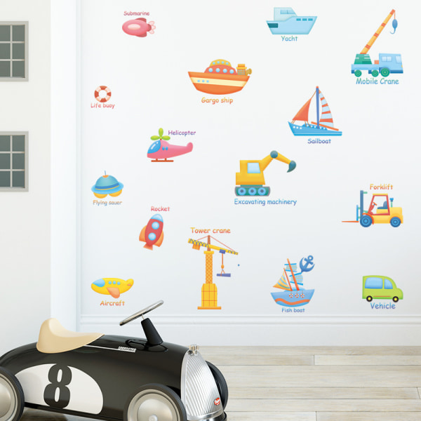Sarjakuva lentokonelautan seinätarrat makuuhuoneeseen lastenhuoneen kodin sisustukseen Vinyyli irrotettava seinämaalaus tee-se-itse-seinätarrat