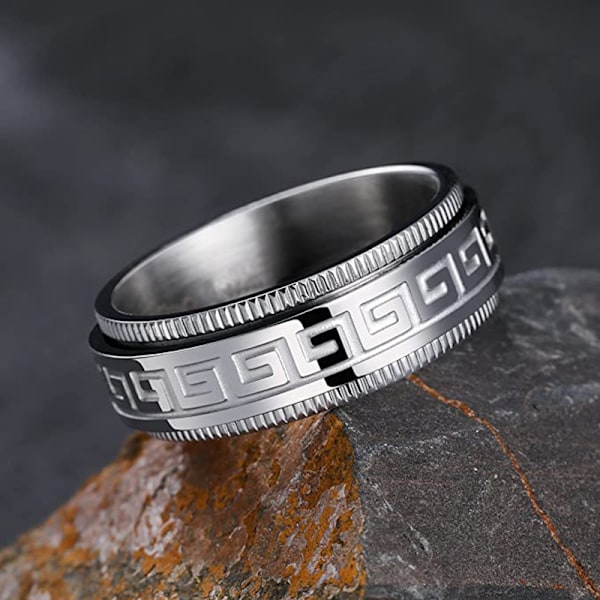 Intertwine Black Blue Rustfritt Stål 8mm Ringer for Menn Spinner Fidget Ring Angst Ring for Menn Curb Chain Inlay-10