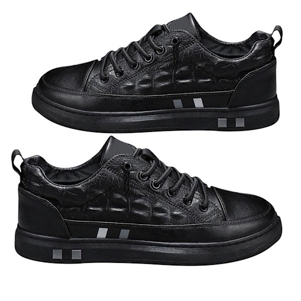 Herr Casual Skor Mode Mångsidig Andningsbar Halkfri Herr Snörning Sneaker för Daglig Promenad Arbete Resor Black 39