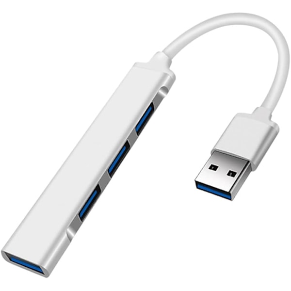 Silver-JacobsParts UH3-P USB 3.0 4-porters hub splitter, slank og elegant aluminium for PC Mac Laptop Desktop