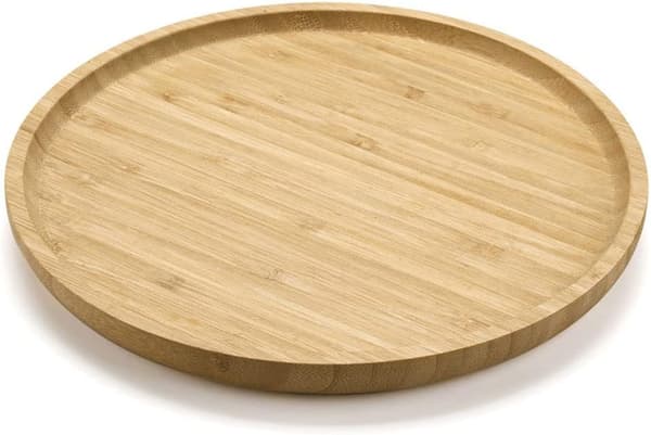 Rund bambusbakke, træfade, træserveringsfad, charcuteri-serveringsbræt til spise-/sofabord, 11,8 tommer Natural