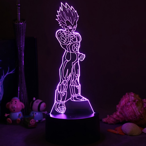 3D nattlys, 3D optisk illusjon LED-lamper med fjernkontroll og RGB-farger (DRAGON BALL)