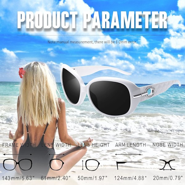 Jackie Solbriller Oversized Shades til Kvinder Trendy Store Rektangulære Solbriller UV-beskyttelse Solbriller white Black