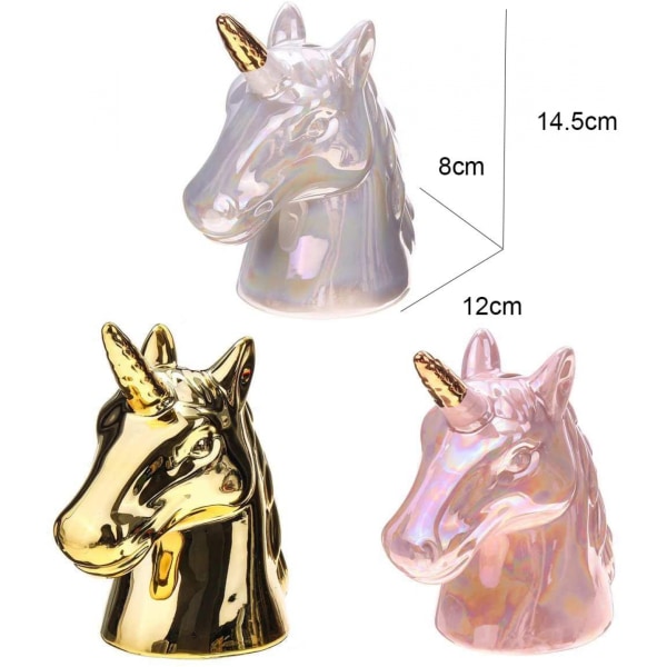 Ceramic Coin Unicorn Piggy Bank for Kids Boys Girls Adults Women Golden