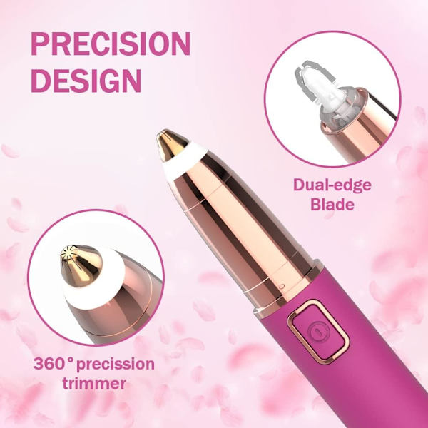 Genopladelig øjenbrynshår-fjerner, trimmer smertefri-præcisions øjenbryns trimmer bryn epilator øjenbryn ansigts barbermaskine mini med LED-lys