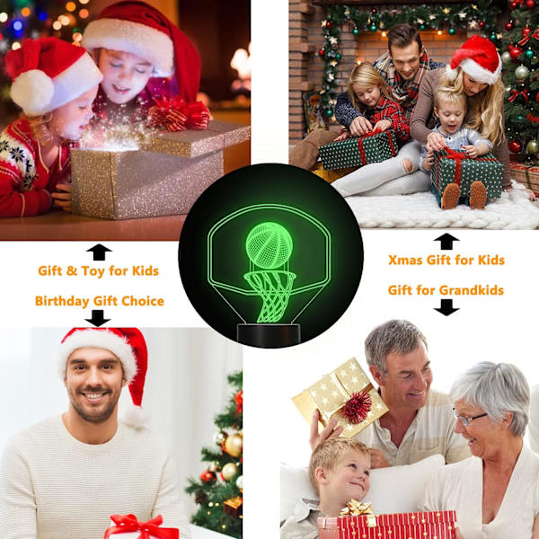 3D Basketboll Nattlampa Backboard Illusion Hoop Lampa för Barns Rum Hem X-mas Födelsedagspresenter för Pojke Man Vänner med 16 Färgförändringar Fjärrkontroll