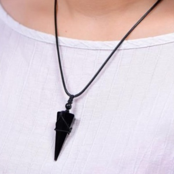 6 Facet Reiki Healing Crystal Stone Pointed Pendant Halsband Naturlig Ädelsten Halsband Reiki Quartz Smycken för Kvinnor Män