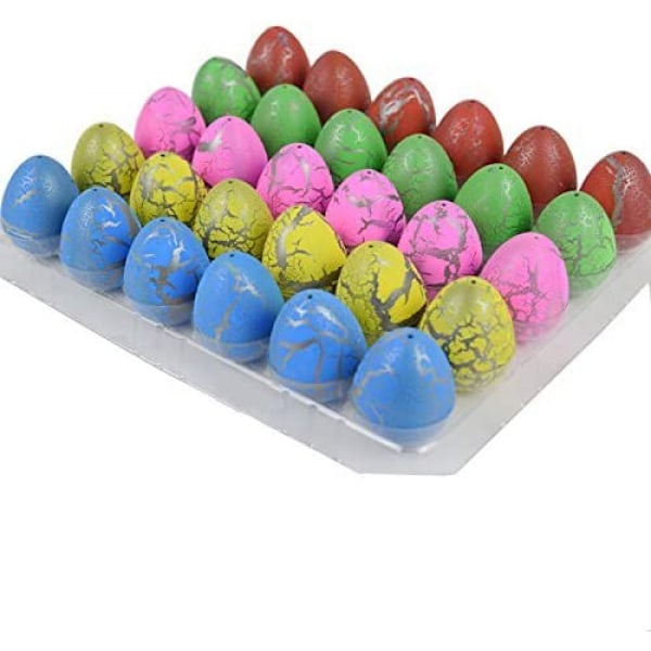 Dinosaur Egg Leke Klekking Voksende Dino Dragon for Barn Stor Størrelse Pakke med 30stk, Fargerik Sprekk
