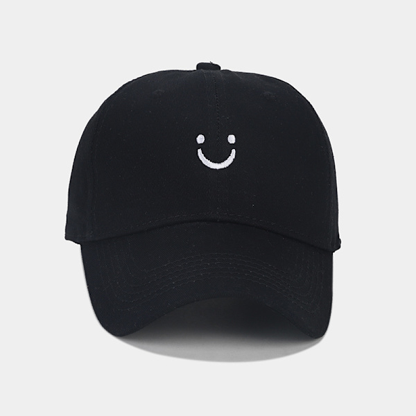 Smile Face Baseball Cap for Women Men Adjustable Low Profile Unstructured Cotton Dad Hat Black
