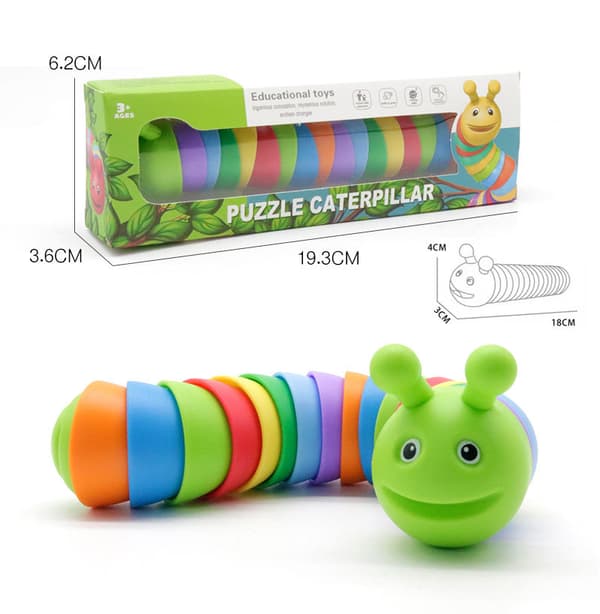 Snegl Fidget Legetøj - Sensorisk 3D Snegl, Fleksibel Dekompressionssnegl til Afslapning, Venligt Leddelt Snegl Fidget Legetøj, Håndsensorisk Legetøj til Voksne