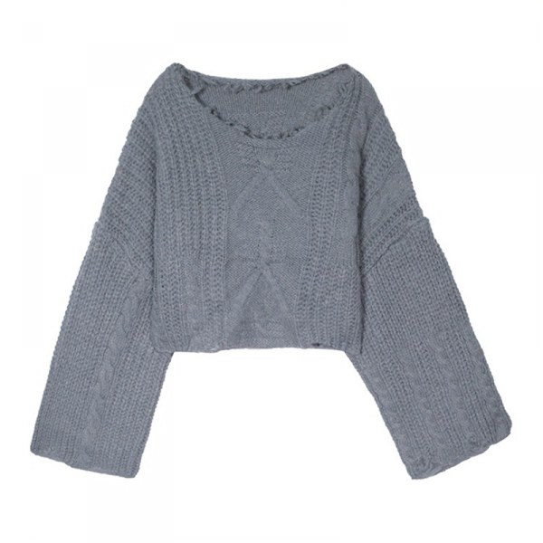 Kvinnors Casual Tassel Bell Långärmad Lös Kabel Stickad Pullover Tröja Jumper Toppar