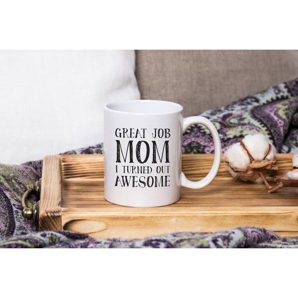 Bra jobb mamma rolig kaffemugg - presenter till mamma, kvinnor - bästa mamma mors dag presenter - unik gag presentidé för henne från dotter, son, barn