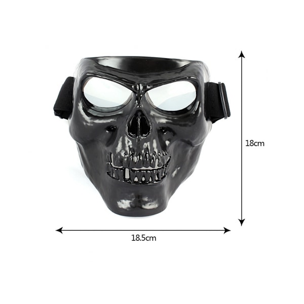 Airsoft Maske, Full Face Masker Skull Skelet med Briller Stødresistent Hær Fans Fornødenheder Taktisk Maske til Halloween Paintball