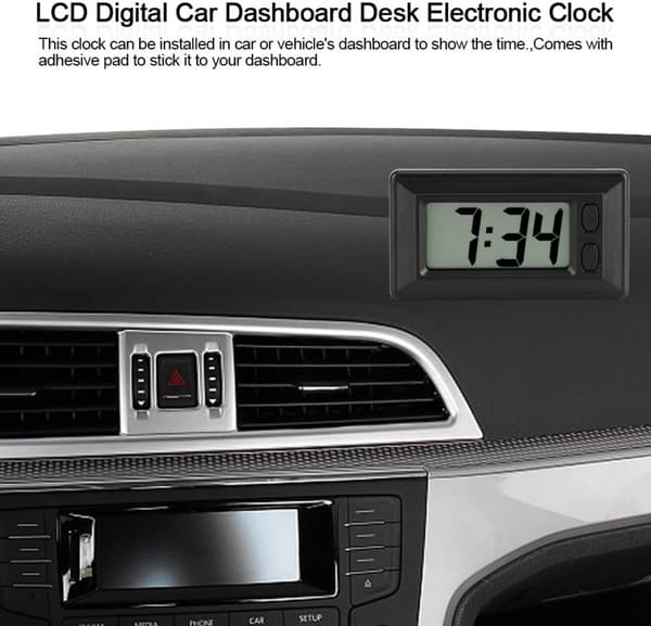 LCD Digital Klocka Bil Instrumentbräda Skrivbord Elektronisk Klocka Datum Tid Kalender Display