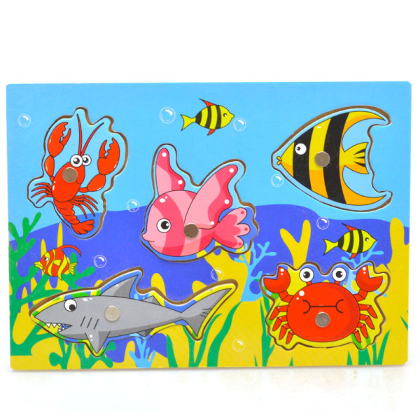 Fiskespel i trä - Magnetiska fiskepussel med siffror pussel - Havsdjur Fiskespel för barn Pedagogiska leksaker