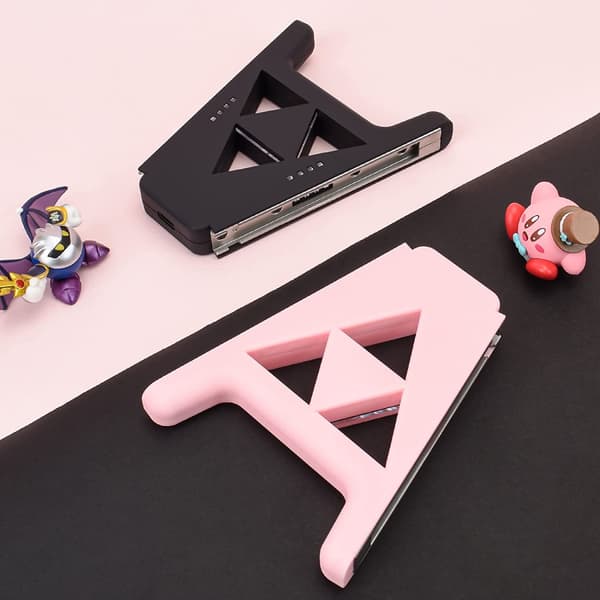 Slide Joy Con Ladestolpe for Switch/Switch OLED Potable Joy Con Lader Controller Komfort Håndtak Hurtiglading Mens Spill(Rosa)