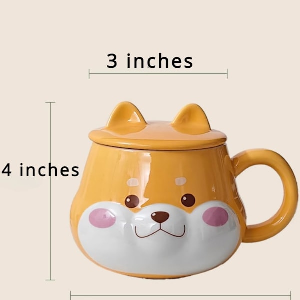 Kawaii Björnmugg i Keramik med Lock & Sked för Studenter & Barn, Nyhet Kaffe & Te Muggar Jul & Födelsedagspresent