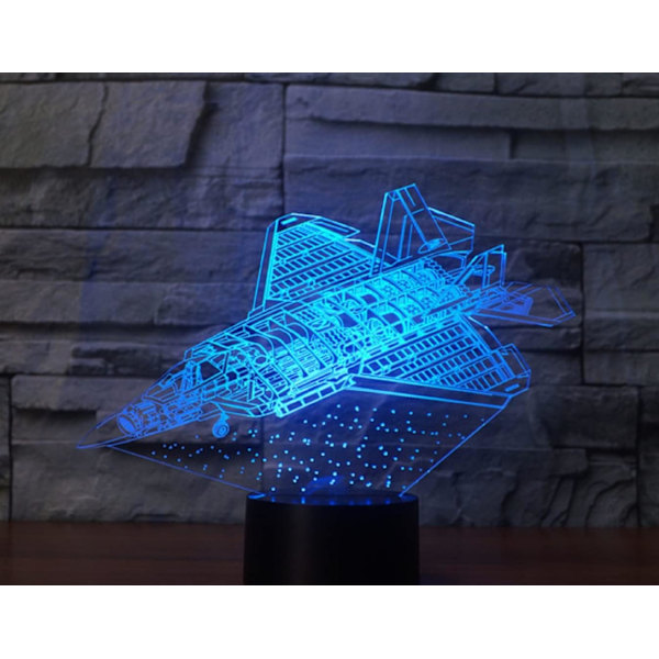 3D Flygplan Fjärrkontroll 16 Färger Nattlampor Illusion Akryl LED Bord Sänglampa Barn Sovrum Skrivbordsdekoration Födelsedagspresenter Leksak för Barn