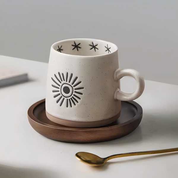 Keramiske Måne og Sol Kaffe Krus, Porcelæn Kaffe Krus, Keramiske Kopper til Latte