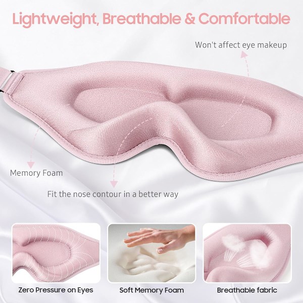 Sovmask, Premium Ögonmask för Sömn, Totalt Mörkläggande, Supermjuk Komfort, Justerbar Passform, Uppgraderad 3D Ergonomisk Design Sleepi