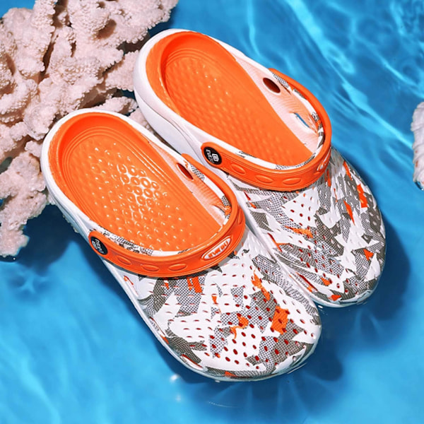 Herre- og damesko til havearbejde, sommersandaler, lette, skridsikre sko til gåture, sportssko, unisex-sko til voksne til pool, strand, have, køkken og bad Orange 9.5inch 9 Women/8 Men