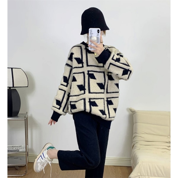 Dam tröja oversized crewneck lös pullover chunky tröja stickad tröja toppar