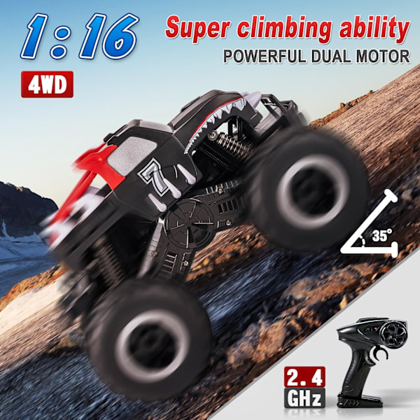 Fjernbetjening Amfibiebil Legetøj - 360° Spin Off-Road RC Truck til Alle Terræner - 1:16 IPX7 Vandtæt RC Monsterbiler Pool Legetøj Fødselsdagsgave