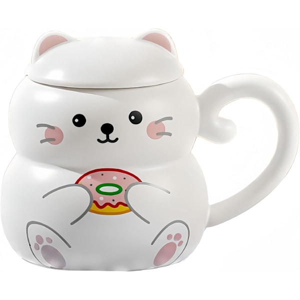 Katt Kopper 14 oz Søt Keramisk Kaffe Kopper 3D Porselen Te Kopper for Kvinner Kopper Katt Gaver for Katt Elskere Julegaver Bursdagsgaver for Mor og Venner
