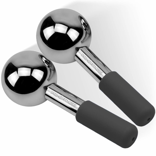 Äitienpäivälahjat - Jääpallot kasvoille | Särkymätön teräksinen viilentävä rulla | Kryopuikot kasvoille | Hierontalaite kasvoille, kaulalle ja silmille Silver and black color