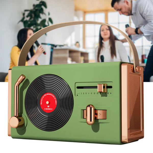 Utomhus Bluetooth-högtalare Bärbar Dekorativ Hög Ljudkvalitet USB-minnen Stöd Retro Bluetooth-högtalare för Vardagsrumskontor Grön