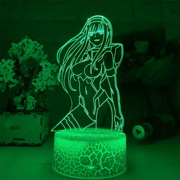 Animelampa 3D Nattlampa Darling in The Franxx Zero Two Figur Nattlampa Touch 7 Färger Fjärrkontroll 16 Färgförändring