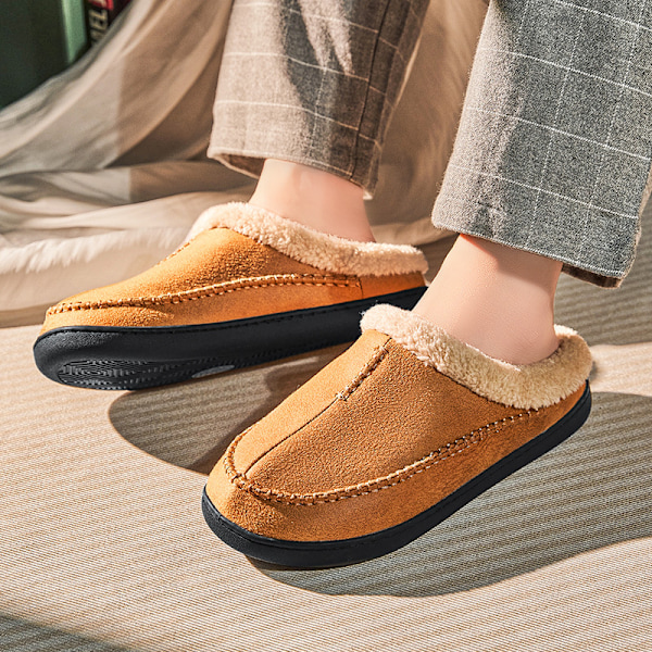 Herr Momery Foam Clog Tofflor Bekväma Handgjorda Stygn Mikrosuede Slip-on Husskor Med Stöd För Fotvalvet Varma Konstgjorda Pälsfodrade Gummisula Inomhus Utomhus