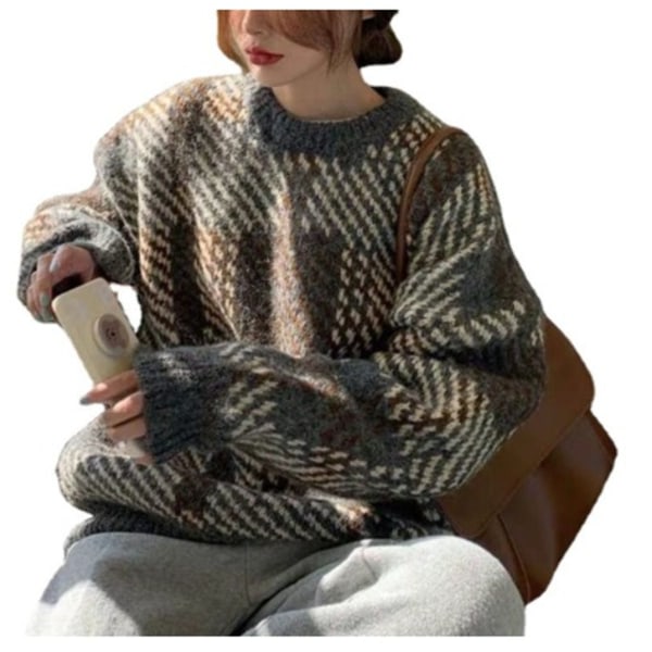Women's Long  Crew Neck Sweater TopsKnit Soft Pullover Jumper