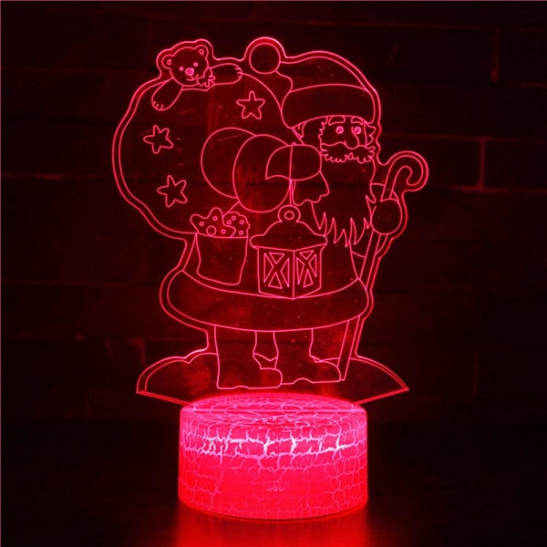 3D Julenissen Nattlys Bordskrive Optisk Illusjon Lamper 16 Farge Skiftende Lys LED Bordlampe Jul Hjem Kjærlighet Bursdag Barn Barn Gave
