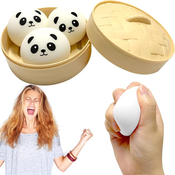 3 st ångade björnfidgetleksaker, sensoriska leksaker för ångestlindring Mochi med bambuångkokare, simuleringsstressbollar stresslindrande presenter