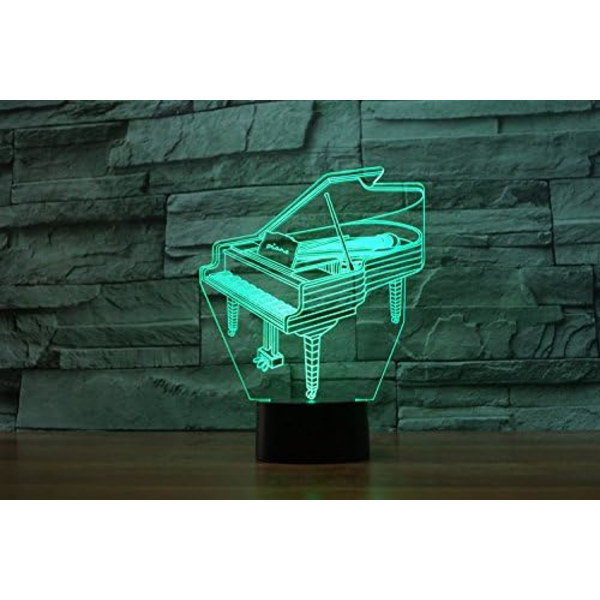 3D Pianokontroll 16 Färgade Nattlampor Illusion Akryl LED Bord Sänglampa Barn Sovrum Skrivbordsdekoration Födelsedagspresenter Leksak för Barn