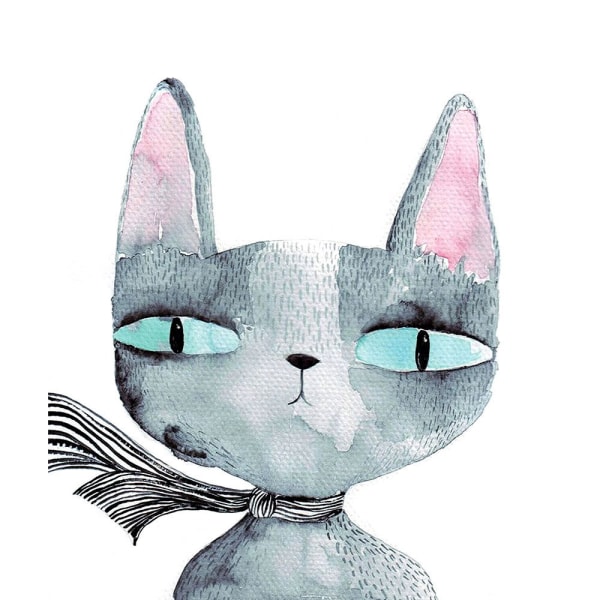 Wekity Fox and Cat Väggkonst Print affisch, enkel söt akvarellkonstteckningsdekor för hemmet Vardagsrum Sovrum Kontor och barnrum (Se