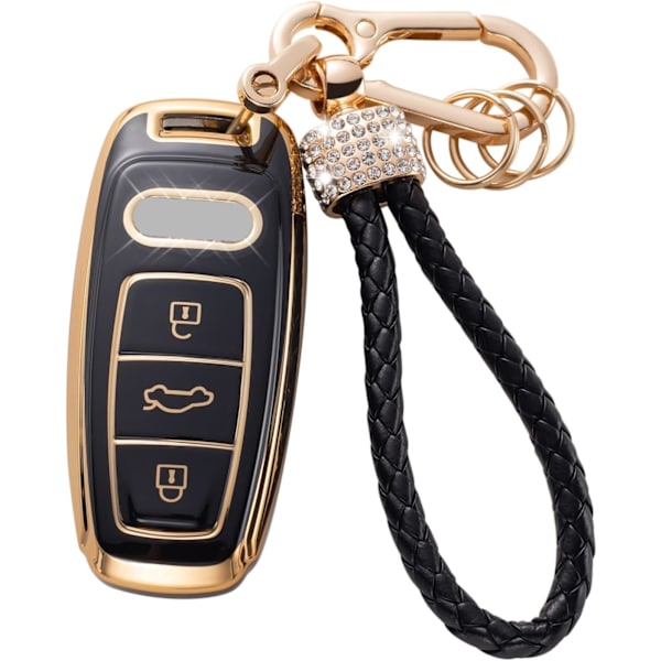 Gematay Audi nyckelbricka fodral med nyckelband, mjuk TPU nyckelbricka skyddsskal