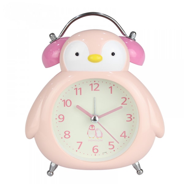 SAYTAY Alarm Clocks For Bedrooms, Cartoon Alarm Clock Penguin Alarm Clock Night Light, Student Children's Home Decoration Desktop Clock(Pink)