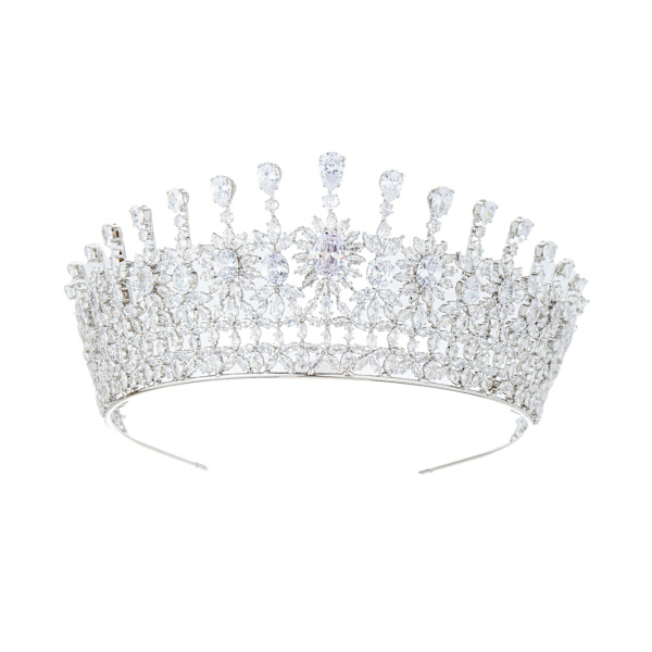 Cubic Zirconia Brudesløjfe til Bryllup Prinsesse Dronning Tiara Høj Fest Pageant Hårpynt Sød 16 Hårtilbehør