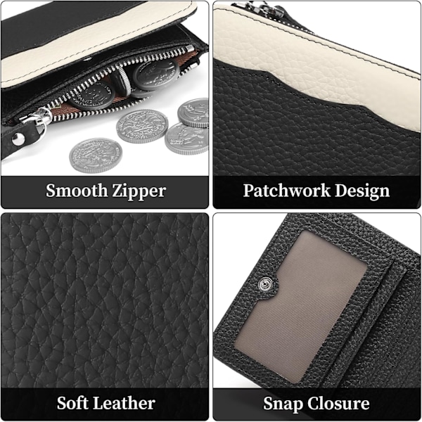 Liten Damplånbok Bifold Slim RFID-skydd Kreditkortshållare med Dragkedja Myntficka Läder black