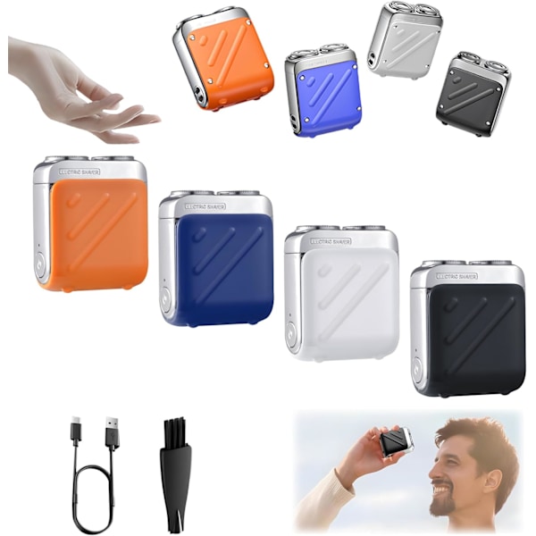 Elektrisk Mini Bärbar Rakapparat, R-12 Bärbar Resväska Design Dubbelring Magnetisk Klippare, Vattentät Fickrakapparat för Män (Orange)