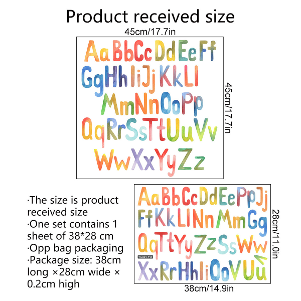 Klistermärken Alfabetsdekaler - Väggdekaler för klassrum - ABC-väggdekaler - Väggdekaler - Väggdekaler för barn ABC-bokstäver