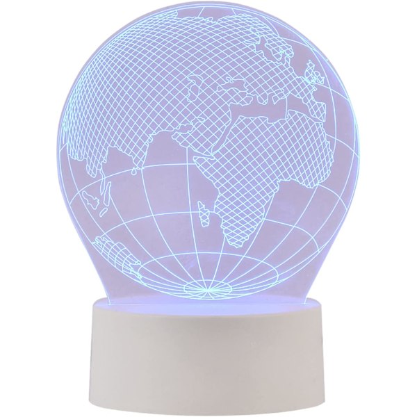 3D Jordklode Amerika Globus Optisk Illusjon Nattelys 7 Fargeendring Berøringssensor USB-drevet LED Soveromsdekorasjon Skrivebordslampe for Ferie B